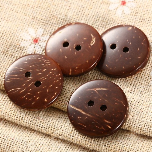 100pcs 15/20mm Dia Coconut Shell 2 Holes Round DIY Sewing Scrapbooking Buttons - Picture 5 of 7