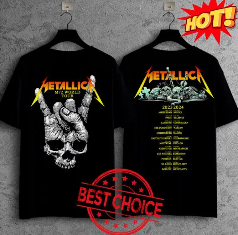 SALE!! Metallica Band Metal Tour 2023 2024 M72 Tour Music Event T-Shirt