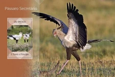 SECRETARY BIRDS Birds/Bird MNH 1v-Stamp Sheet #1471 (2014 Sao Tome)