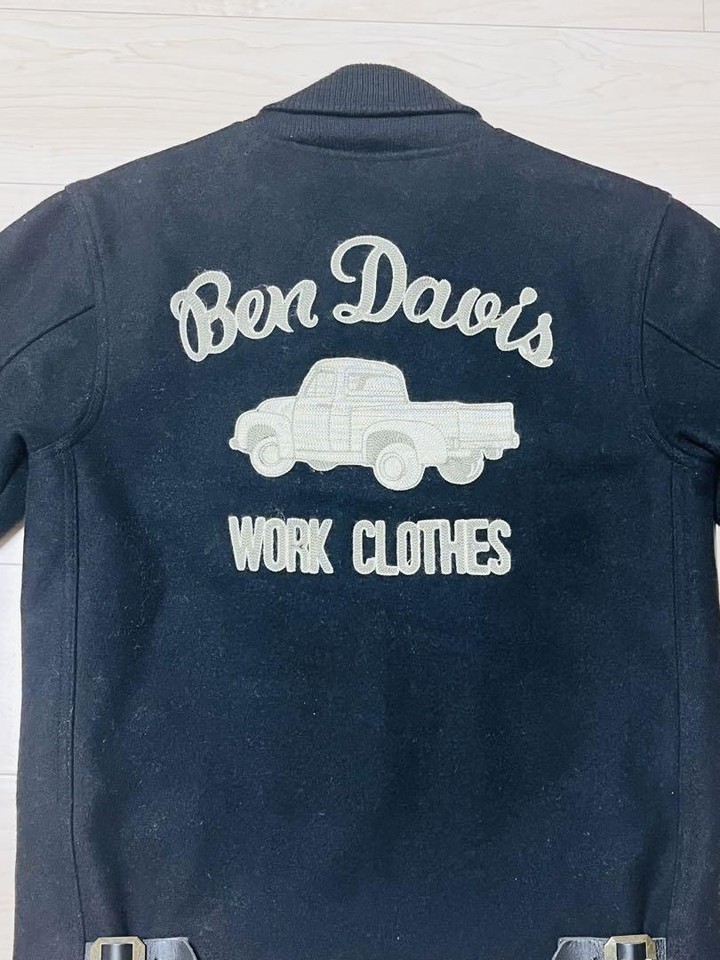 BEN DAVIS Melton Wool Jacket Black M Embroidered Work Clothes Design eBay