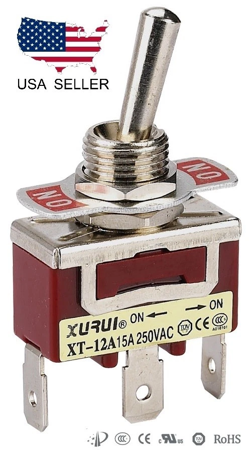 XURUI HEAVY DUTY SPDT ON-ON TOGGLE SWITCH 20A 125V, 15A 250V SPADE TERMINALS (12A)
