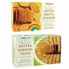 2 Packs Set Trader Joe's Belgian Butter Waffle Cookies & Butter Almond Thins
