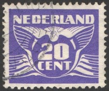 Netherlands 1941, Vliegende Duif, Flying Dove, 20 cent used, Watermark, VF