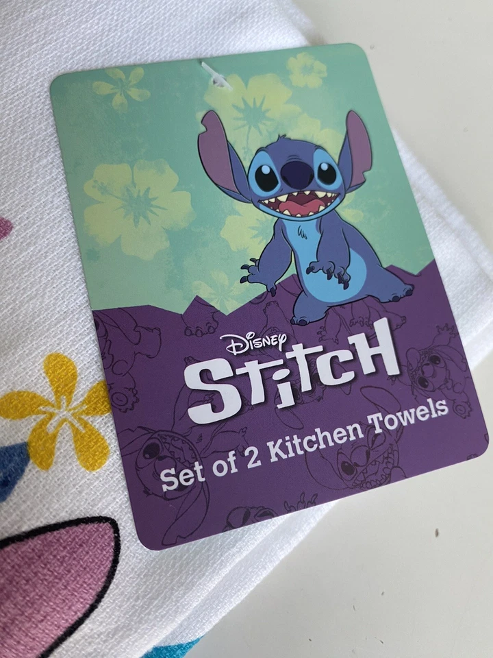 Paquete de 2 toallas de cocina de mano Disney Lilo & Stitch florales tropicales coloridas NUEVAS Foto 2 de 4