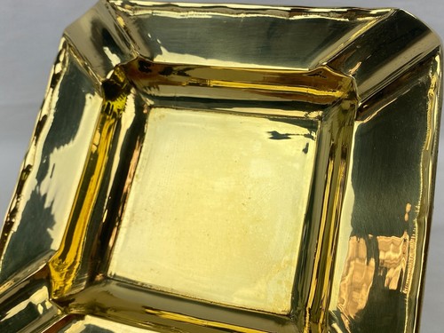 Vintage Deco Handmade Solid Brass Square Ashtray Made In India 7" x 7" Cigar - Picture 6 of 9