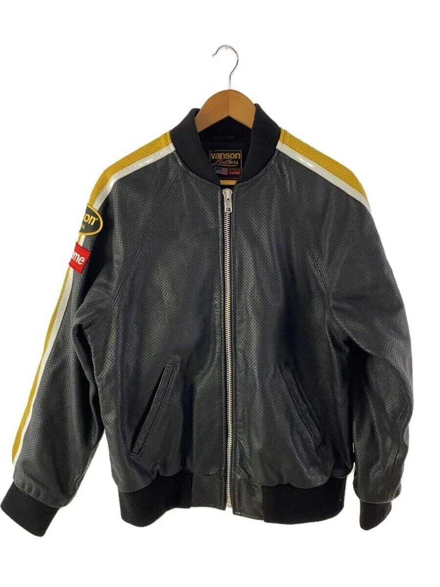 Blouson bomber cuir perforé Supreme cuir de vache noir occasion