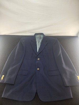 Stafford Performance Men Suit 48 Navy 100% Wool Single Breasted Classic Blazer