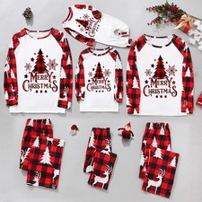Christmas Family Matching Pyjamas Adults Kids Dog Nightwear Pajamas Pjs Set Red