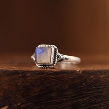 Rainbow Moonstone Ring 925 Sterling Silver Handmade Ring Women Ring Gift For Her