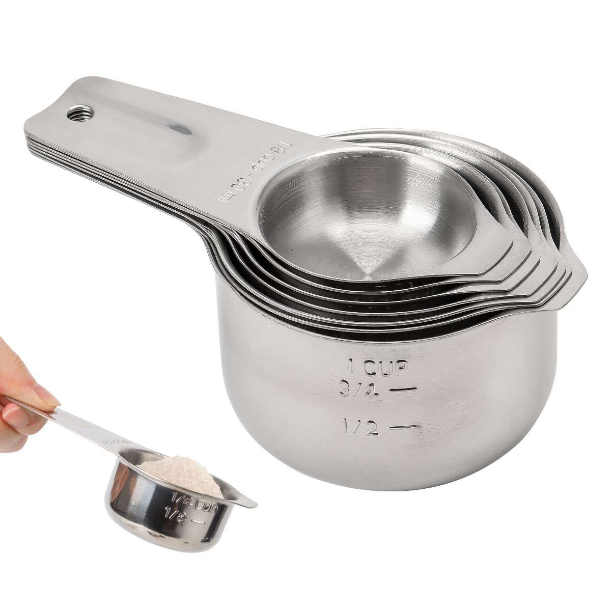 Measuring Cups Stainless Steel 60-240ml Cooking Baking Dry F