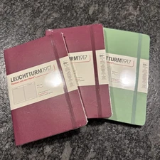 LEUCHTTURM1917 (Lot of 3) (1 SAGE & 2 PORT RED) B6+ Notebook 123 pages, RULED 