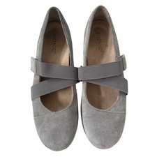 Vionic Women's Shelby Mary Jane Gray Suede Flats