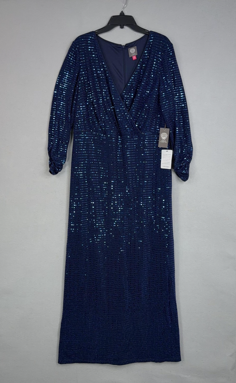 Vince Camuto Dress Womens 16W Blue Sequin Maxi Gown Dressy Formal Evening Glam