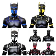 Puppy Play Bdsm Pet Roleplay Set Hood Party Mask Bondage Collar Chest Harness 