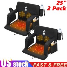2x 25Inch Wide Heated Stadium Seat for Bleachers w/Back Support Cushion Seats