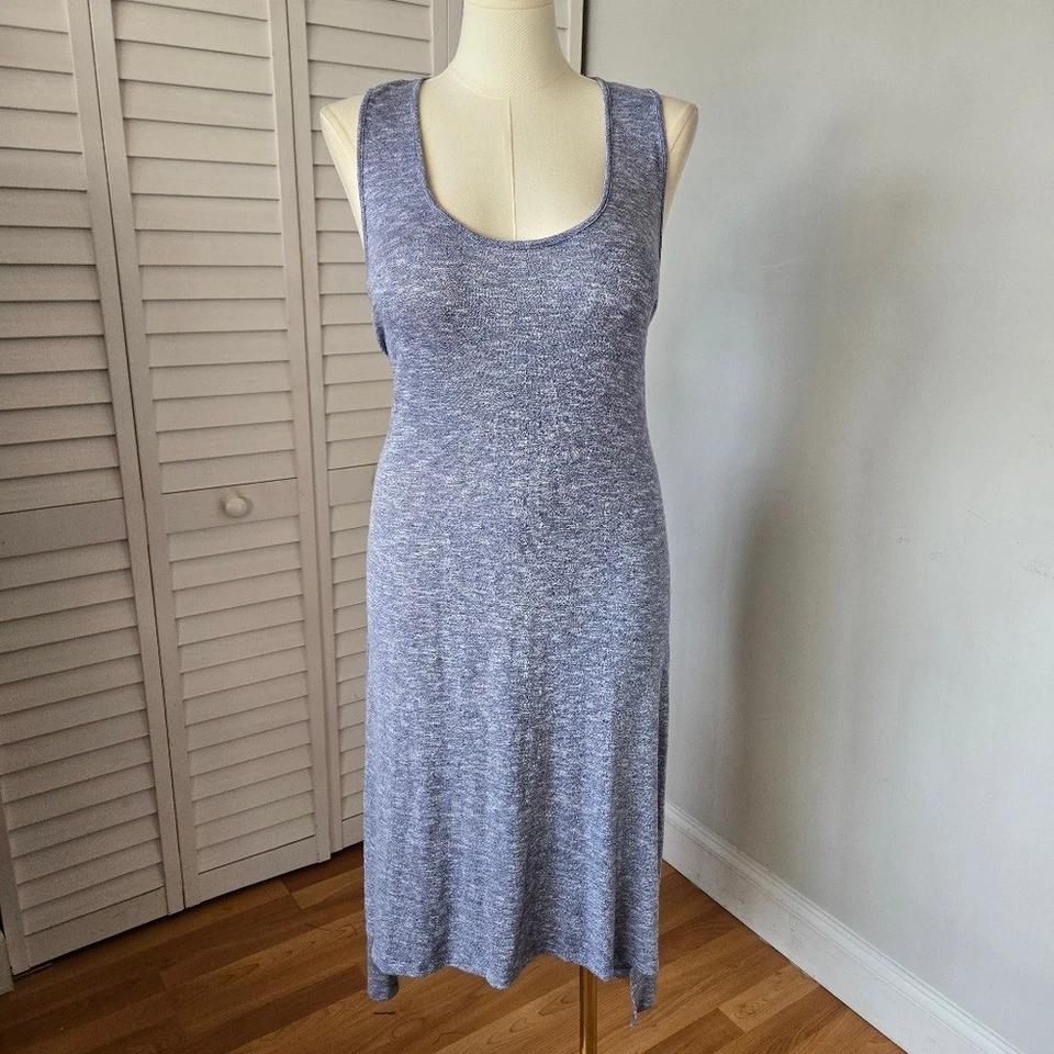 Vestido midi sin mangas La Blanca azul jaspeado tejido con lazo delantero talla XL Lounge Resort informal Foto 2 de 4