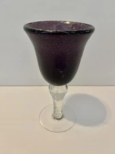 Artland Iris Plum Amethyst Purple Glass Bubble 7.75” Water Wine Goblet