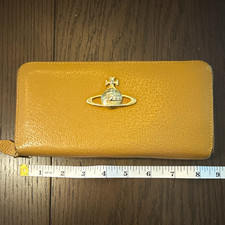 Vivienne Westwood Women's Tan/Gold Zip-Around Leather Wallet Orb Logo