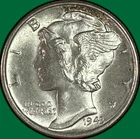 1943-D Mercury Dime Brilliant Uncirculated BU Coin #41738