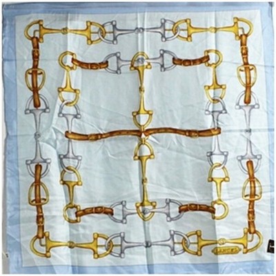 Authentic Lancel Silk Scarf, Unused, Light Blue, Pre-owned, S Rank, LANCEL |