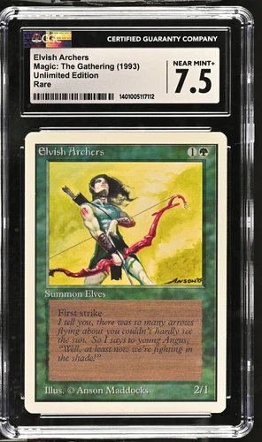 ELVISH ARCHERS Unlimited Rare CGC 7.5 Vintage MTG [Nostalgium]