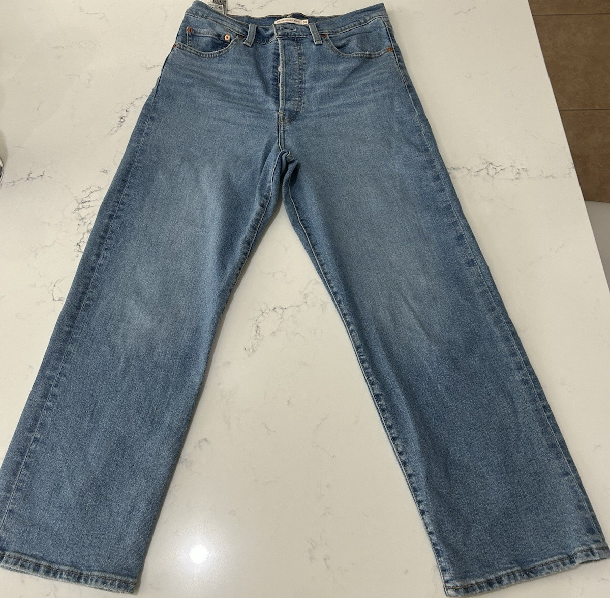 Levi's Ribcage Straight Jeans Size 30 Women's Medium Wash High Rise Button Fly