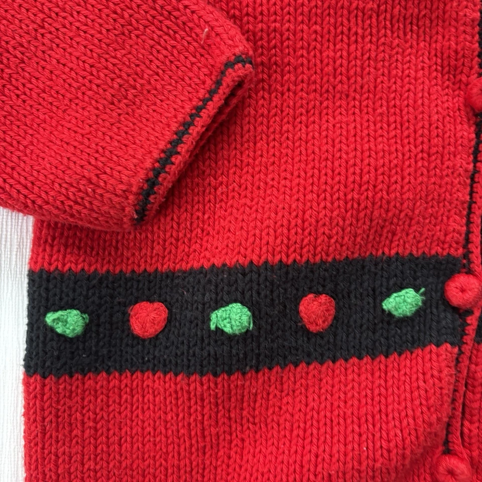 Suéter Florence Eiseman Niñas Talla 4 Cárdigan Rojo De Colección Hecho en Perú Foto 2 de 4