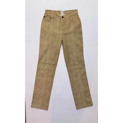 VTG Roberto Cavalli Jeans Italy Beige Snakeskin Python Print Straight Pants 28 - Photo 1/4