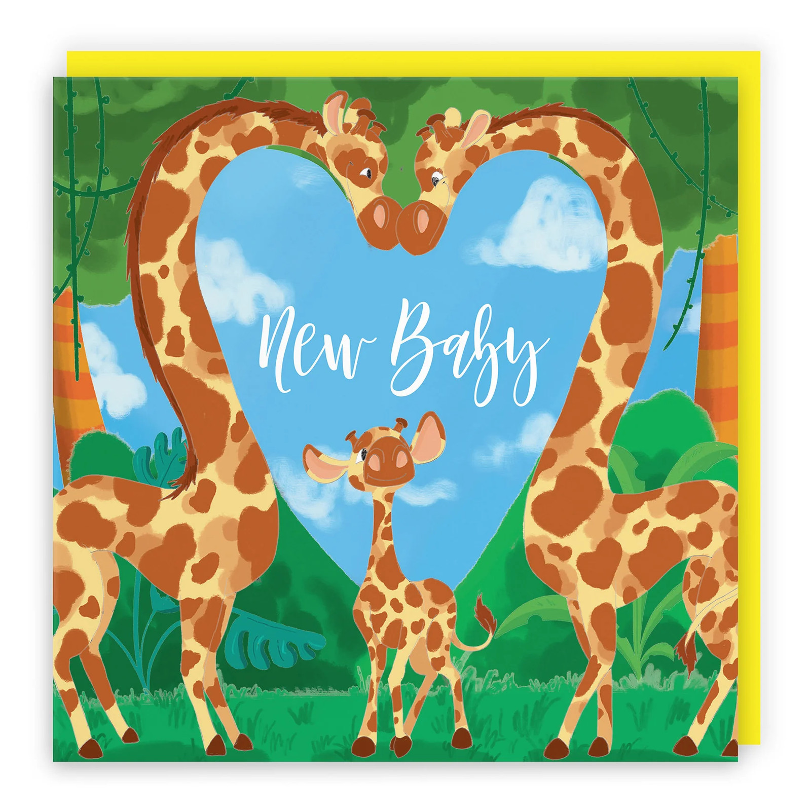 New Baby Cute Giraffes Card Jungle