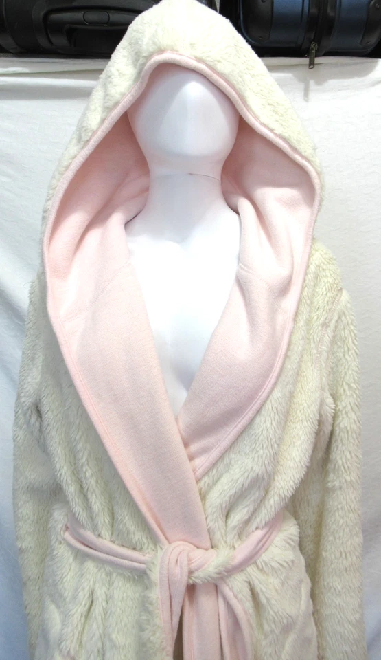 BATA DE BAÑO DE FELPA UGG PORTOLA TALLA PEQUEÑA REVERSIBLE CONCHA MARINA ROSA IMITACIÓN PIEL Foto 2 de 4