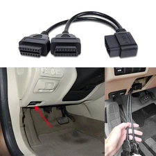 30cm Right Angle OBD II Splitter Extension Cable Male to Dual Female Y Cable