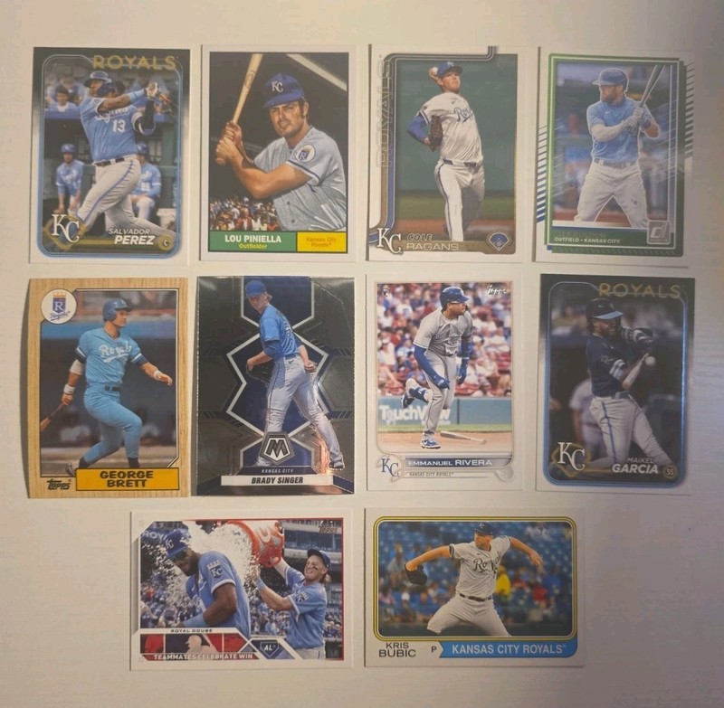 MLB Kansas City Royals Card Lot Of 10 - Perez, Piniella, Ragans, Gordon, Brett