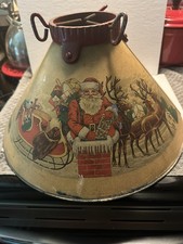 NOMA Vintage Metal Christmas Tree Stand Santa Claus & Reindeer Graphics