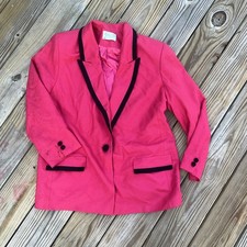 Vintage Pendleton Womens Blazer Size 16 Pink And Blk 100 Virgin Wool USA AS IS