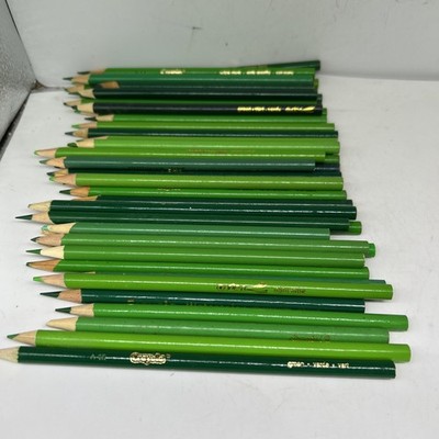 Lot 40 Crazart Crayola Buddy Colored Pencils Green BULK Some Used New Mixed 7 