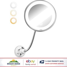 10x Magnifying Makeup Mirror with Light, Flexible Gooseneck and Suction Cups