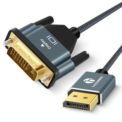 DisplayPort to DVI Cable 1 m, DP to DVI-D Gold-Plated Braided Nylon Adapter