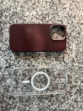 iPhone 15 Pro Max Mujjo Leather Case + Apple Clear Case
