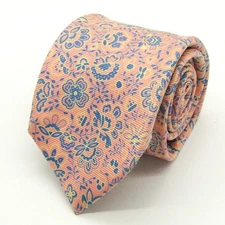 Drake's Necktie Tie Pink All over floral pattern 100% Silk Handmade in England
