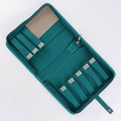 Oxford Punch Needle Etui midnight teal leer The Company 10136