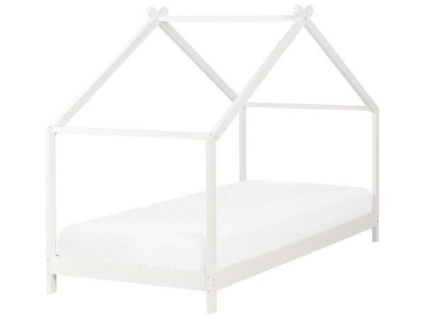 Kinderbett Haus Aus Kiefernholz Weiß 90 X 200 Cm Lattenrost Modern Orlu-image