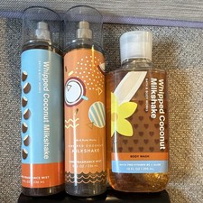 NEW Bath Body Works Whipped Coconut Milkshake Mist 8 oz Body Wash 10 oz Set