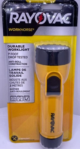 Rayovac WHH2D-A Anti-Roll Worklight, 2 D Batteries, 3 White Leds