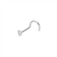 9K WeißGold & Klar 2Mm Cz Kristall 0,58 Mm Nasenschraube