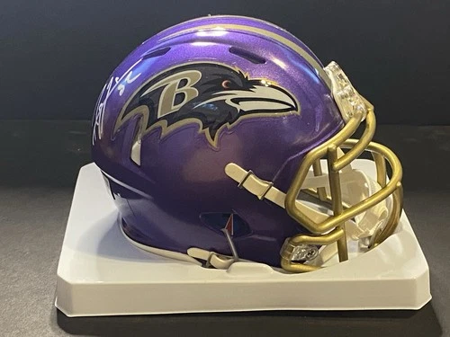 Ray Lewis Baltimore Ravens Autographed Mini Helmet Beckett Witnessed COA