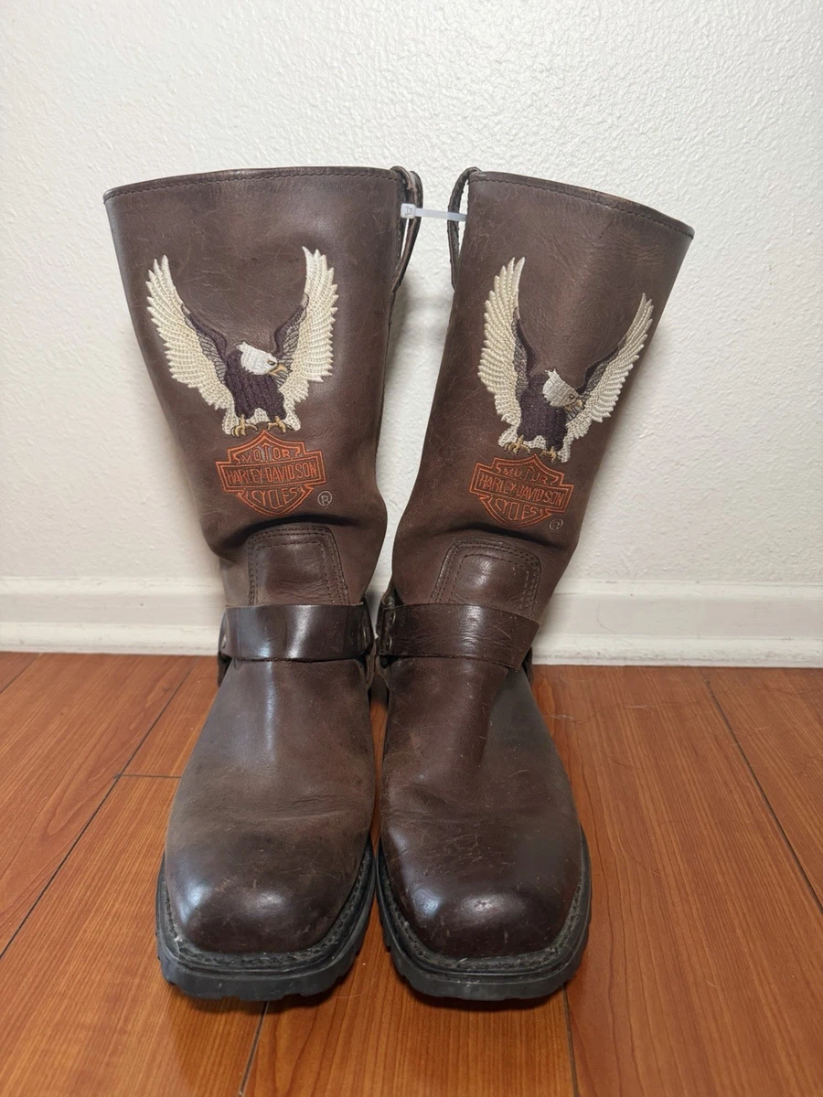 Vintage Harley Davidson Leather Boots Brown Metal-Eagle Made USA Mens sz 10.5M SOLD ? Vintage Harley-Davidson Lace-Up Leather Boots  main image 3