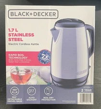 BLACK+DECKER 1.7 Liter Electric Cordless Kettle, Stainless Steel New. 2x Faster!
