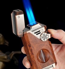 5-in-1 Torch Lighter with V Cutter Holder Punch and Draw Enhancer Tool
