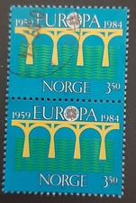 Norway: 1984 - EUROPA 25th Anniversary of CEPT - 3.50Kr Blue - Used Pair