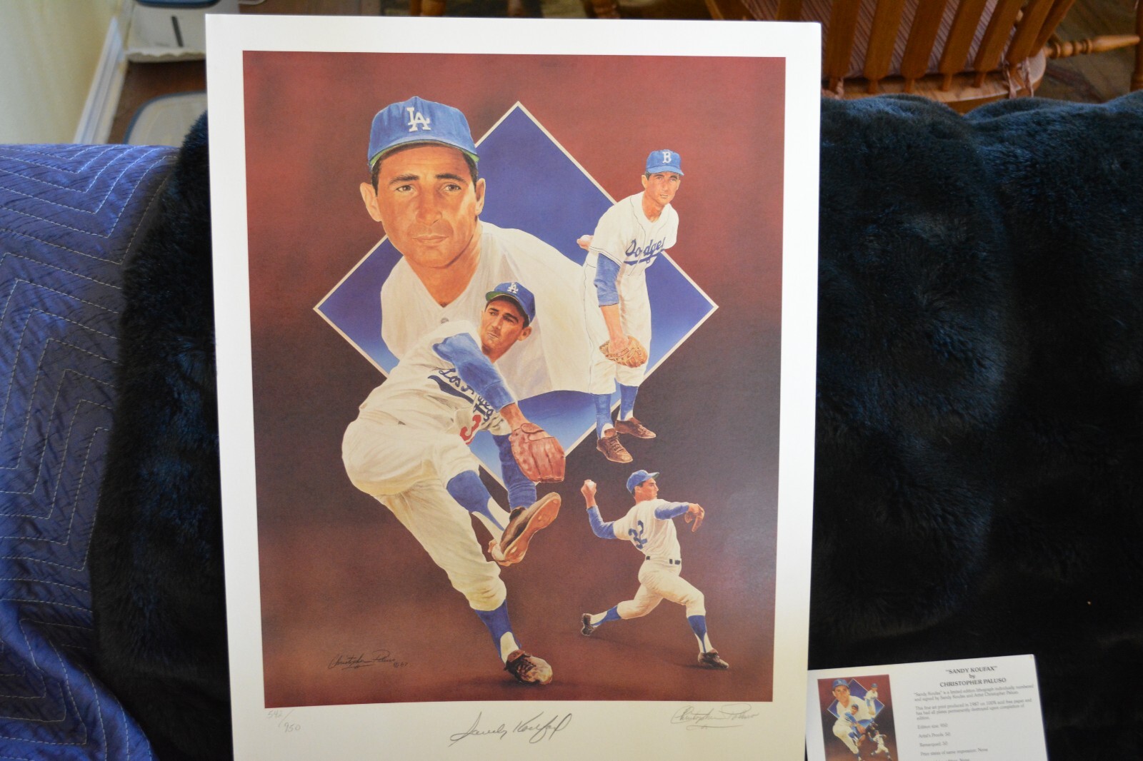 Sandy Koufax Autographed Signed Los Angeles Dodgers Dodgers Christopher Paluso Litho JSA Authen 
